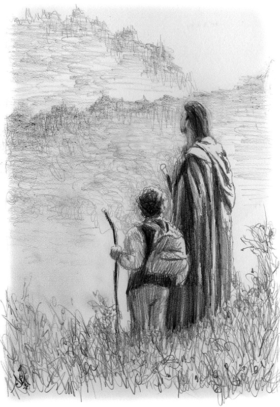 11_11_Frodo_and_Strider_sketch001_BW_enh_800